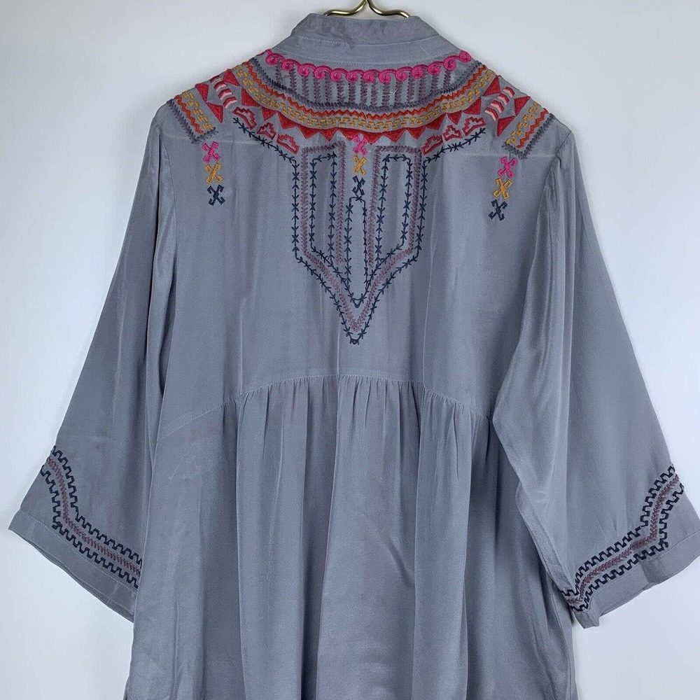 Biya by Johnny Was Silk Blouse Embroidered Women’s Size Large Read Description - Picture 7 of 12